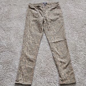 Chaps Tan and Gray Animal Print Pants
